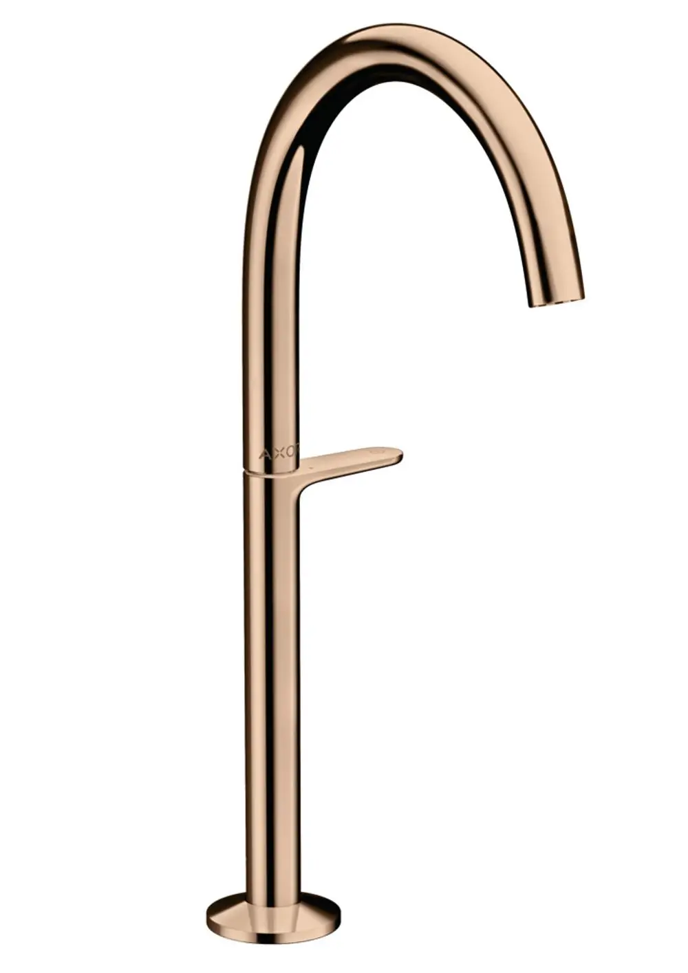 Waschtischmischer mit hohem Auslauf und einhebeliger Bedienung in Polished Red Gold von AXOR, geeignet für Aufsatzwaschtische, mit integrierter Push-Open Ablaufgarnitur.